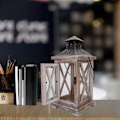 Miniatyrbild 4 av 5: Dekorativ lykta, träljuslykta för evenemang, fester och bröllop (11 x 4,9 x 4,9 tum)