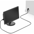 Miniatyrbild 5 av 5: 1,5 m strömkabel skyddskontakt F-typ stickpropp (CEE 7/4) 90° vinklad till C13 strömanslutning Honkontakt PC datorskärm skrivare Beamer