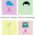 Miniatyrbild 4 av 5: 2-delad perukstativ set bärbar hopfällbar plast perukhållare rörlig peruk torktumlare perukhuvud hopfällbar Pink