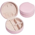 Miniatyrbild 1 av 4: Smyckeskrin Organizer, Sammetsfoder PU Läder Resesmyckeskrin Mini Smyckesförvaringsfodral（rosa） pink