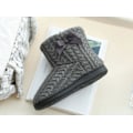 Miniatyrbild 4 av 5: Kvinnor Stickad Bootie Toffel Varma Tofflor Plyschfodrad Anti-Slip grey 23.5 cm