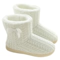 Miniatyrbild 1 av 5: Kvinnor Stickad Bootie Toffel Varma Tofflor Plyschfodrad Anti-Slip White 23.5 cm