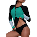 Miniatyrbild 1 av 3: Dam Sommar Strand Tryckt Dragkedja Fram Maillot En Delig Baddräkt Badkläder XX-Large green xxl