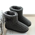 Miniatyrbild 2 av 5: Kvinnor Stickad Bootie Toffel Varma Tofflor Plyschfodrad Anti-Slip grey 23.5 cm