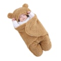 Miniatyrbild 1 av 4: Babyhuva med luva, Baby Lamb Wool Wrap Sovsäck, Babykläder (Khaki 3-6 månader) brown 9M