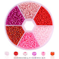 Miniatyrbild 1 av 4: DIY pärlmaterial smycken tillbehör 6 färger glas hirsfrö pärla set pink 0.3 cm