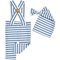 Miniatyrbild 2 av 5: Nyfödd babyfotografering rekvisita kläder randig jumpsuit romper knut mössa för 0-2 månader (blå) color 2