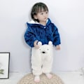 Miniatyrbild 4 av 5: Fleece Overall med Huva, Långärmad Playsuit, Nyfödd Vinter Bodysuit, Babykläder(blå 73CM) 73cm