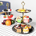 Miniatyrbild 2 av 5: Fruktbricka 3 våningar plast bordsartiklar dessert tallrik kakställ displayställ White