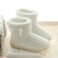 Miniatyrbild 2 av 5: Kvinnor Stickad Bootie Toffel Varma Tofflor Plyschfodrad Anti-Slip White 23.5 cm