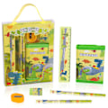 Miniatyrbild 1 av 5: Stationery presentset, suddgummi, pennvässare, plånbok, linjal, penna, barnkalaspåsar, flickor och pojkar, Grön