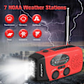 Miniatyrbild 4 av 5: Solardriven nöd NOAA väderradio handvev självdriven AM FM WB radio 3 LED ficklampa red