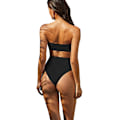 Miniatyrbild 3 av 5: Kvinnors 2-delade sexiga underboob utskurna bikini badkläder silver läder lapptäcke baddräkt, L black l