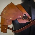 Miniatyrbild 4 av 5: Steampunk axelskydd för män i PU-läder, retro medeltida axelskydd, justerbart Black
