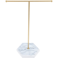 Miniatyrbild 1 av 5: Smyckesställ T-formad örhänge displayställ guld järn halsband arrangör stativ smyckestorn hållare White