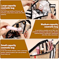 Miniatyrbild 4 av 5: 3-pack randig sminkväska set bärbar transparent vattentät researrangör multifunktionell arrangör kvinnor och flickor checker sminkväska