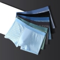 Miniatyrbild 5 av 5: Ice Silk Mesh Herrkalsonger Herrboxersommar Mesh Andningsbara Shorts (Mörkgrå  XL) dark grey xl