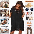 Miniatyrbild 4 av 5: Kvinnors strandklänning Bikini Cover Up Sommarklänning Poncho Strandsemester Baddräkt V-hals Bikini（svart） black