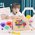 Miniatyrbild 2 av 5: Trä regnbåge boll eliminering spel, Montessori leksak från 2 3 4 år, barn vuxna interaktion pussel set