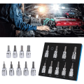 Miniatyrbild 3 av 5: 9 st 3/8\" Drive Hex Allen Socket Key Bits Set Kit H2 H3 H4 H5 H5.5 H6 H7 H8 H10 S2 Stål