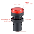 Miniatyrbild 2 av 5: 2 st AC/DC 110V Indikatorlampor, Röd LED, Infälld Panelmontering 7/8\" 22mm red