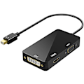 Miniatyrbild 1 av 4: 3 i 1 Thunderbolt-port Mini Displayport till HDMI DVI VGA-adapter Svart Black