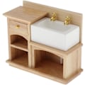 Miniatyrbild 1 av 5: DIY 1:12 Skala Dockhus Miniatyr Möbler Badrum Kök Trä Handfat