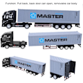 Miniatyrbild 3 av 5: 1:48 Legering Container Truck Modell Leksak Hög Simulering Fordon Släpvagn Modell Leksak (grå) gray