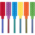 Miniatyrbild 1 av 5: Tuggbara pennblyertspetsar sensoriska fidget-toppar för barn, oromotoriska specialbehov, 6-pack