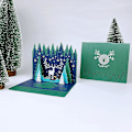 Miniatyrbild 2 av 3: Pop-up julkort, 3D julkort, bästa present (älg i skogen)