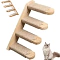 Miniatyrbild 1 av 9: Klättervägg för katter, 4 våningar husdjurstrappa för vägg, kattstege i massivt trä, kattmöbel, för husdjurs klättring/lek/avkoppling