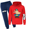 Miniatyrbild 1 av 6: DOG MAN Träningsset Långärmad Hoodie Sweatshirt Byxor för Barn Pojkar Flickor Red 170cm