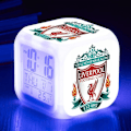 Miniatyrbild 1 av 5: Digital väckarklocka för barn, tecknad fotbollsmönster 7 LED färgväxlande klocka med termometerfunktion och nattlampa, present till pojkar flickor B