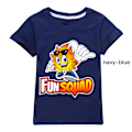 Pikkukuva 1 / 3: Fun Squad Gaming -paidat pojille ja tytöille, söpö graafinen sarjakuvaprintti, pyöreä pääntie, hauska lyhythihainen t-paita, päivittäinen kevät- ja kesäpaita lapsille Navy Blue 140cm