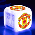 Miniatyrbild 1 av 5: Digital väckarklocka för barn, tecknad fotbollsmönster 7 LED färgväxlande klocka med termometerfunktion och nattlampa, present till pojkar flickor C