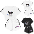 Miniatyrbild 2 av 3: Barnflickor Cartoon Kuromi Tryckt Kortärmad T-shirt + Shorts Pyjamas Set White 150cm