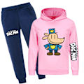 Miniatyrbild 1 av 6: DOG MAN Träningsset Långärmad Hoodie Sweatshirt Byxor för Barn Pojkar Flickor Pink 170cm