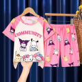 Miniatyrbild 1 av 3: Söt Kuromi Pyjamas Pyjamas Pjs Set Barn Flickor Kortärmade Loungewear Kläder #2 5-7Years
