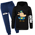 Miniatyrbild 1 av 6: DOG MAN Träningsset Långärmad Hoodie Sweatshirt Byxor för Barn Pojkar Flickor Black 140cm