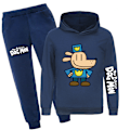 Miniatyrbild 1 av 6: DOG MAN Träningsset Långärmad Hoodie Sweatshirt Byxor för Barn Pojkar Flickor Navy Blue 140cm