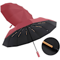 Miniatyrbillede 3 af 6: Maibar paraply vindtæt stærk kompakt 24 ribber vandtæt paraply foldbar rejseparaply vindtæt parasol til mænd og kvinder Wine Red