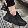 Miniatyrbillede 2 af 5: Afslappede par sneakers, moderigtige skridsikre åndbare mesh løbesko til sommer Black Red 39