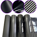 Miniatyrbilde 2 av 5: Karbonfiber Bilklistremerke Auto Dørterskelbeskytter Vanntett Beskyttelsesfilm Svart Bil Vinylfolie Matte Black 7cmx150cm