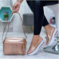 Miniatyrbillede 4 af 5: Dame Platform Sneakers Rund Tå Slip-on Sko PU Lavet til Hverdagsbrug Silver 37