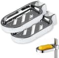 2 stk. Clip-on sæbeskål til bruserstang og stigrør 22 mm sølv justerbar badeværelsesgadget