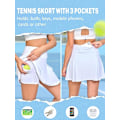 Pikkukuva 3 / 7: Naisten tennishame shortseilla, taskuilla, golfshortsit, joustava vyötärö, treenihameet naisille, urheiluhameet urheiluun, treeniin, juoksuun White L