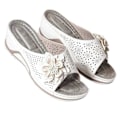 Miniatyrbild 1 av 5: Plus Size Sandaler för Kvinnor, Vävda Blommiga Kila-tofflor för Inomhus och Utomhus White 40