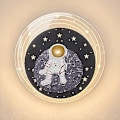 Miniatyrbillede 1 af 5: Moderne LED Væglampe, Rund Metal Væglampe med Akryl Lampeskærm, Astronaut Dekorativ Belysning Væglamper til Børneværelse, Soveværelse Væglamper