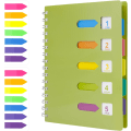 Miniatyrbillede 1 af 5: A5 Spiral Notebook med 2 stk. indeksfaner, WireBound Notebook med 5 farvede skillevægge, A5 notesblok, plastomslag linjeret sidejournal (grøn)