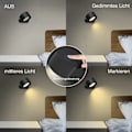 Miniatyrbillede 5 af 8: Væglampe LED Væglampe Genopladelig Batteri Væglampe med 3 Farvetilstande 3 Lysstyrkeniveauer, 360° Roterende Magnetisk Kugle Touch Kontrol, Indendørs W Blakc
